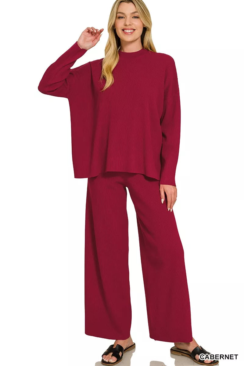 Cabernet Wine Sweater Set for Women - front view